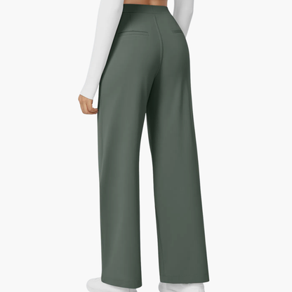High Waisted Stretch Pocket Straight Leg Work Pants