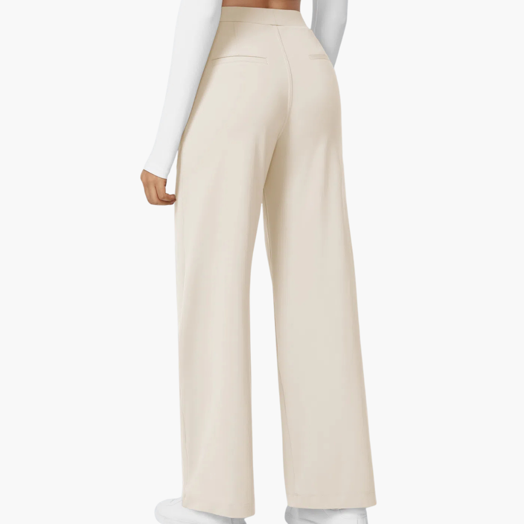 High Waisted Stretch Pocket Straight Leg Work Pants