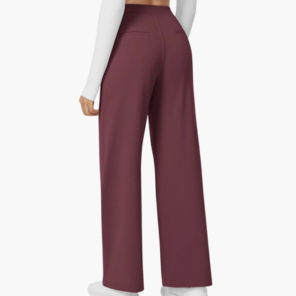 High Waisted Stretch Pocket Straight Leg Work Pants