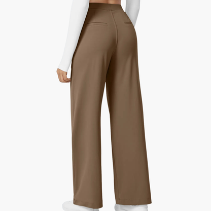 High Waisted Stretch Pocket Straight Leg Work Pants