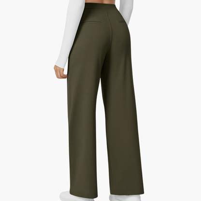 High Waisted Stretch Pocket Straight Leg Work Pants