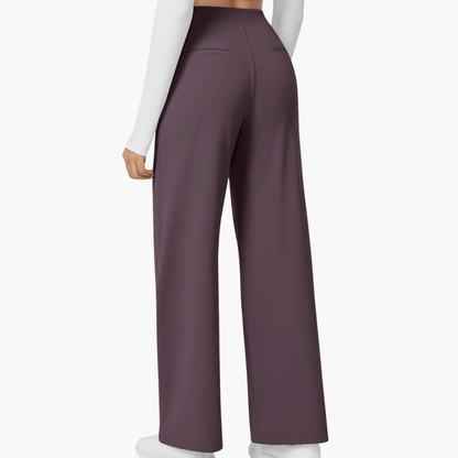 High Waisted Stretch Pocket Straight Leg Work Pants