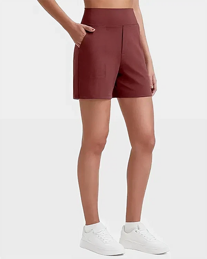 Women's High-Waisted Athletic Bermuda Shorts with Pockets – Running, Yoga, Summer Casual Activewear