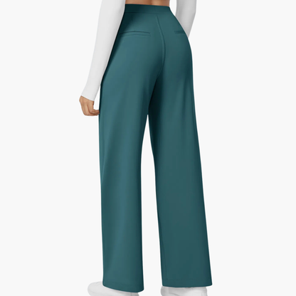 High Waisted Stretch Pocket Straight Leg Work Pants