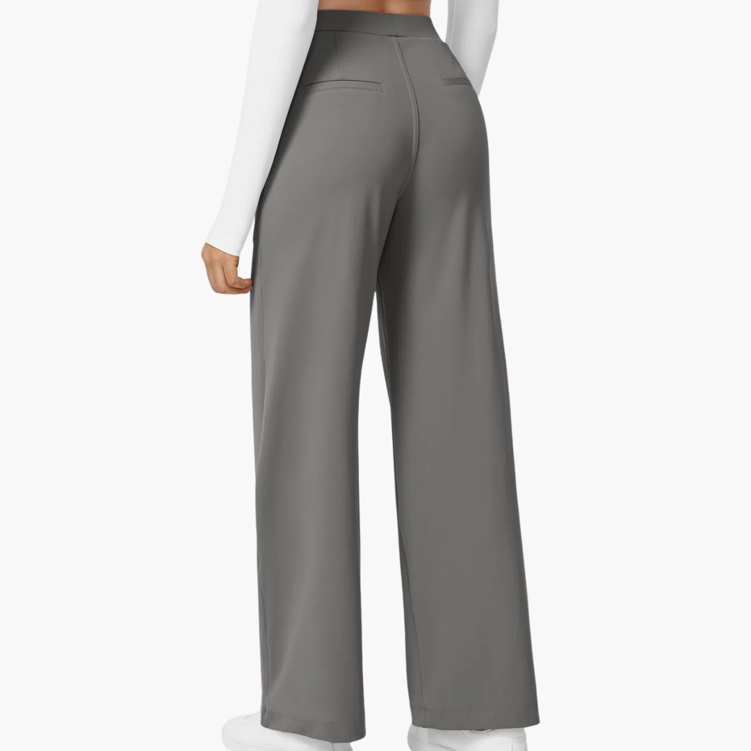High Waisted Stretch Pocket Straight Leg Work Pants