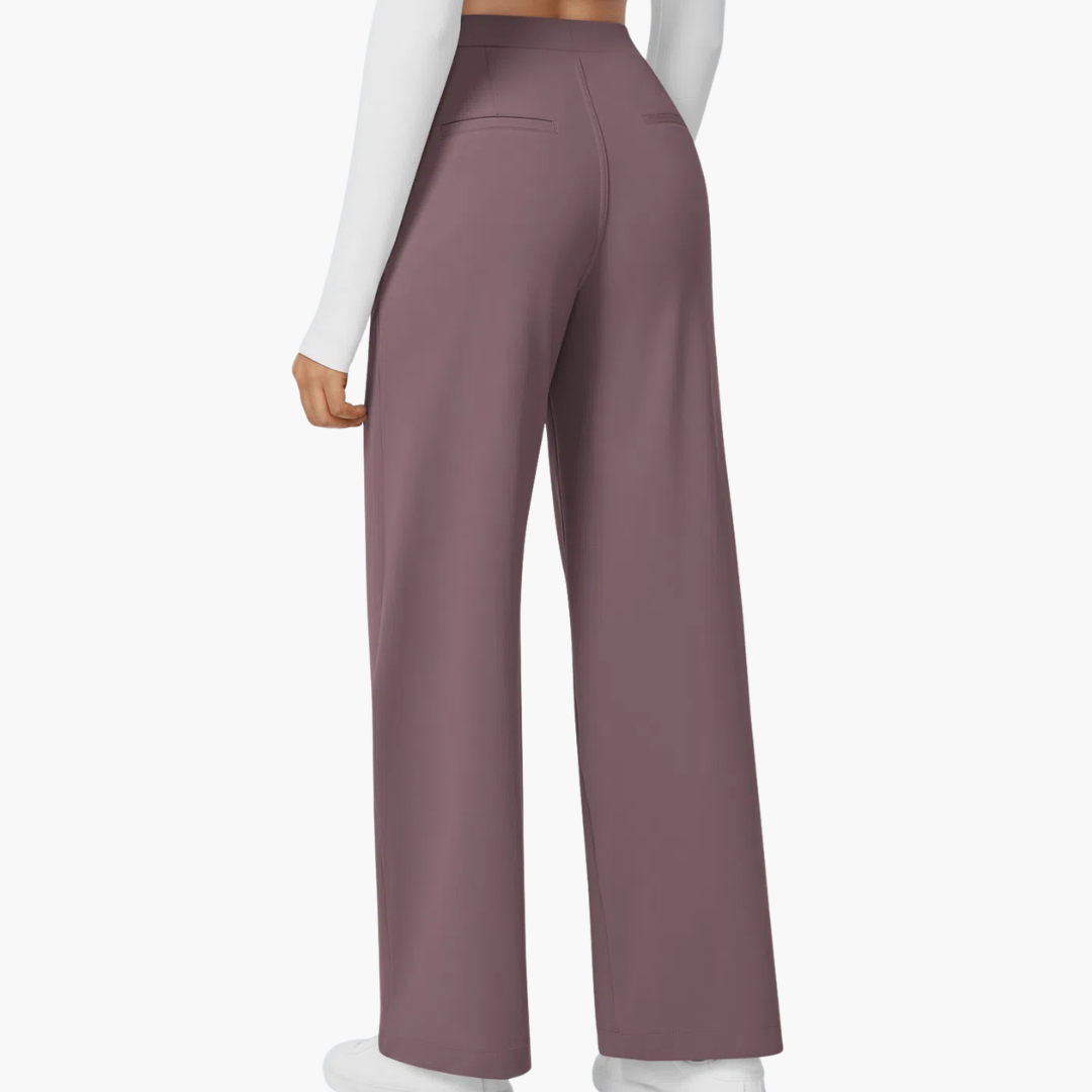 High Waisted Stretch Pocket Straight Leg Work Pants