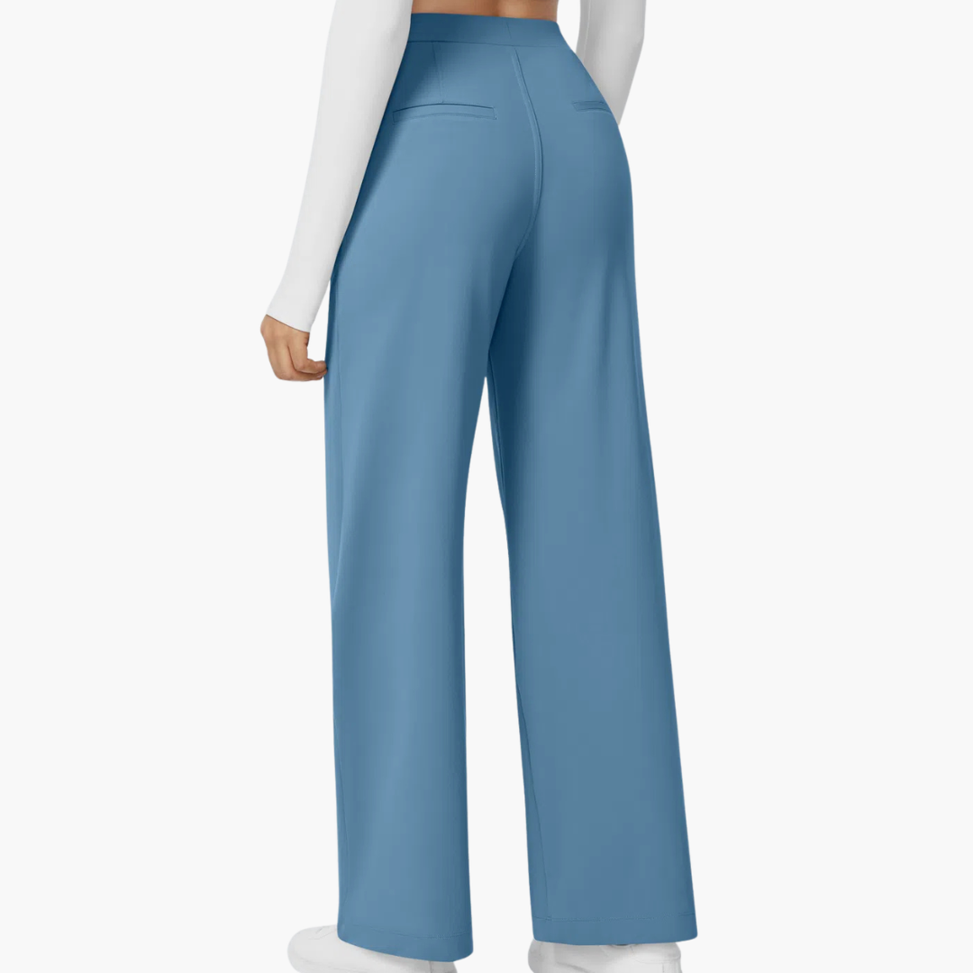 High Waisted Stretch Pocket Straight Leg Work Pants