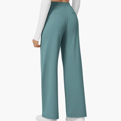 High Waisted Stretch Pocket Straight Leg Work Pants