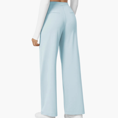 High Waisted Stretch Pocket Straight Leg Work Pants
