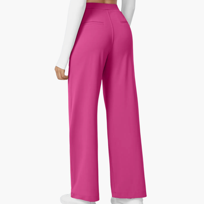 High Waisted Stretch Pocket Straight Leg Work Pants