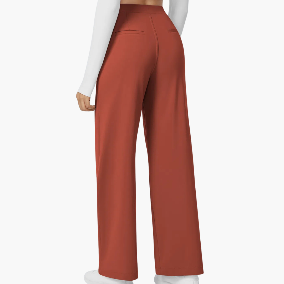 High Waisted Stretch Pocket Straight Leg Work Pants