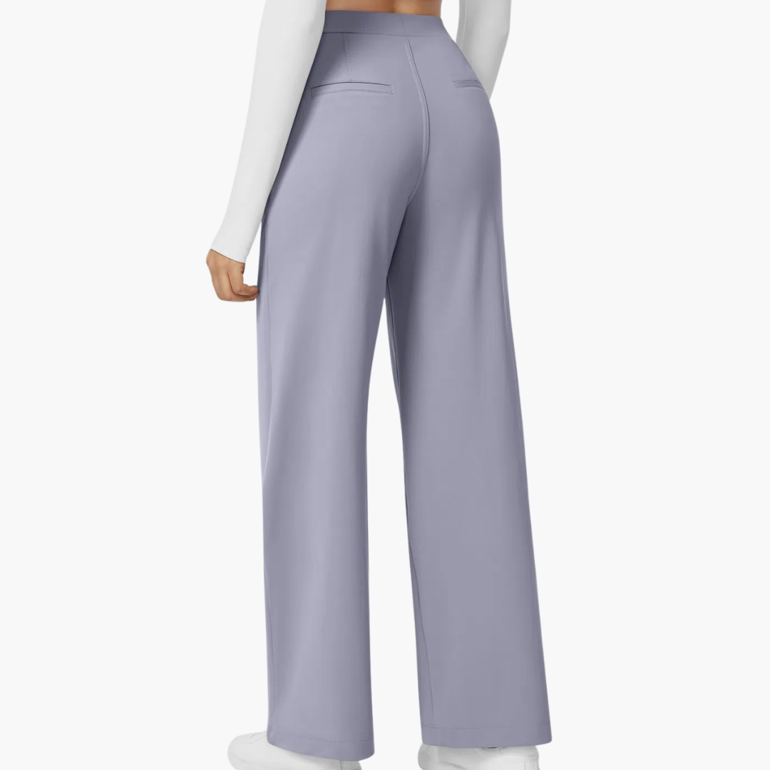 High Waisted Stretch Pocket Straight Leg Work Pants
