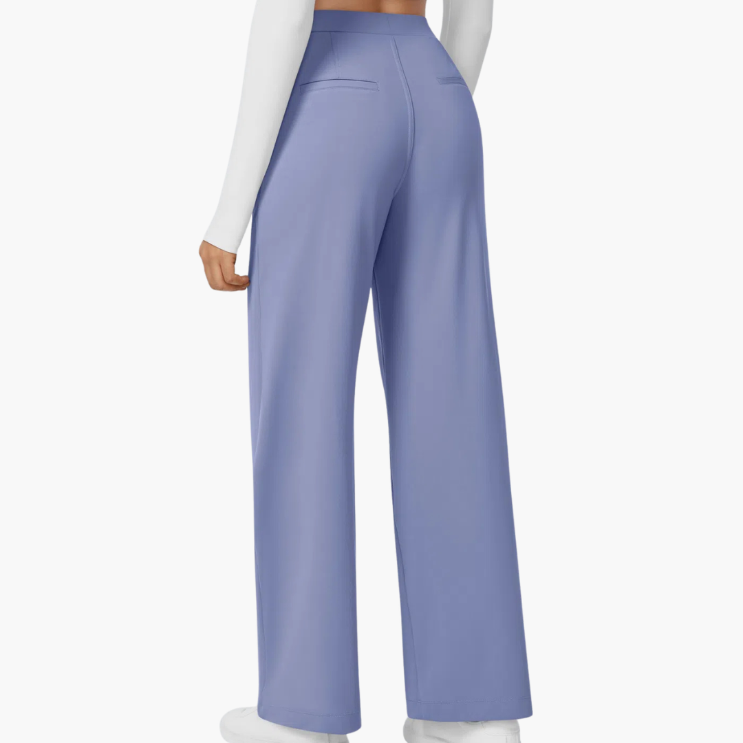 High Waisted Stretch Pocket Straight Leg Work Pants