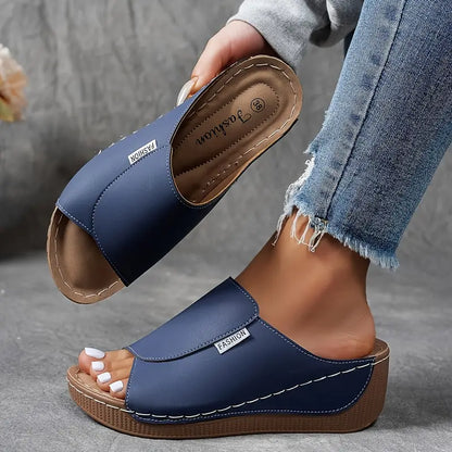 Comfortable Arch Support Slides - Women's Solid Color Sandals