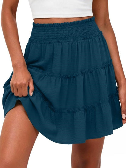 Women's Casual High Waisted Ruffle Tiered Flowy Mini Skorts Skirts
