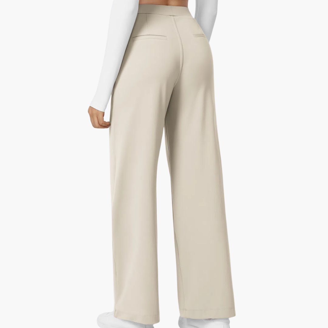 High Waisted Stretch Pocket Straight Leg Work Pants