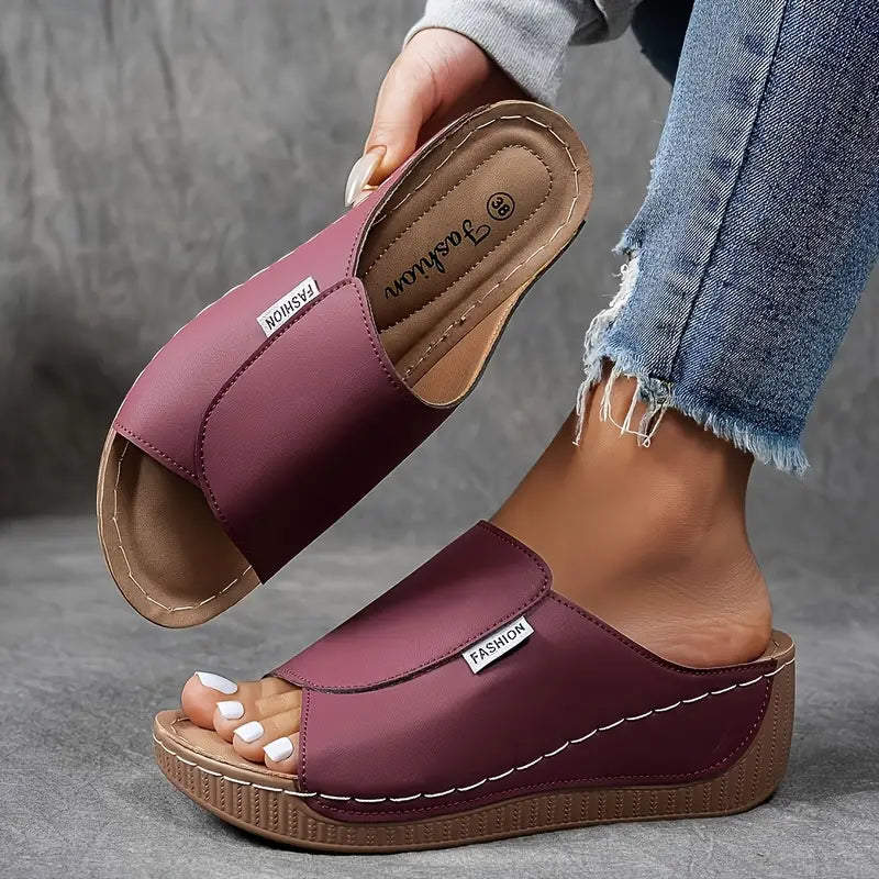 Comfortable Arch Support Slides - Women's Solid Color Sandals