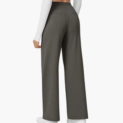 High Waisted Stretch Pocket Straight Leg Work Pants