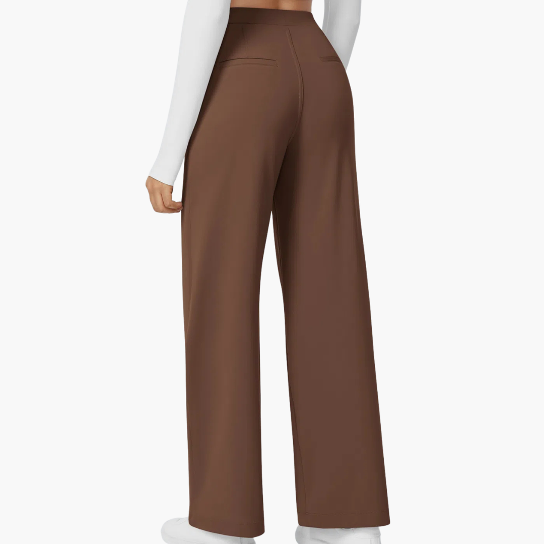 High Waisted Stretch Pocket Straight Leg Work Pants