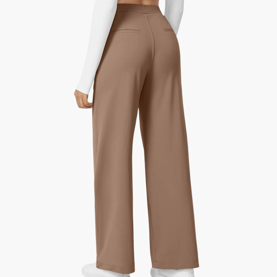 High Waisted Stretch Pocket Straight Leg Work Pants