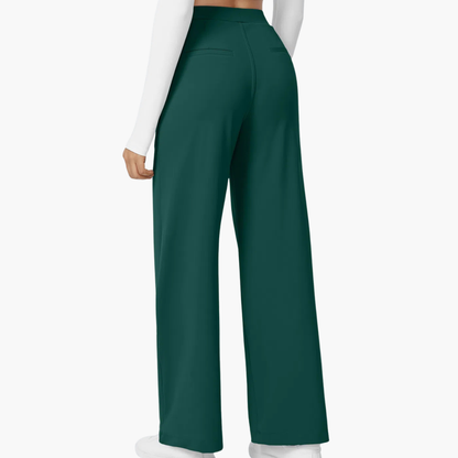 High Waisted Stretch Pocket Straight Leg Work Pants