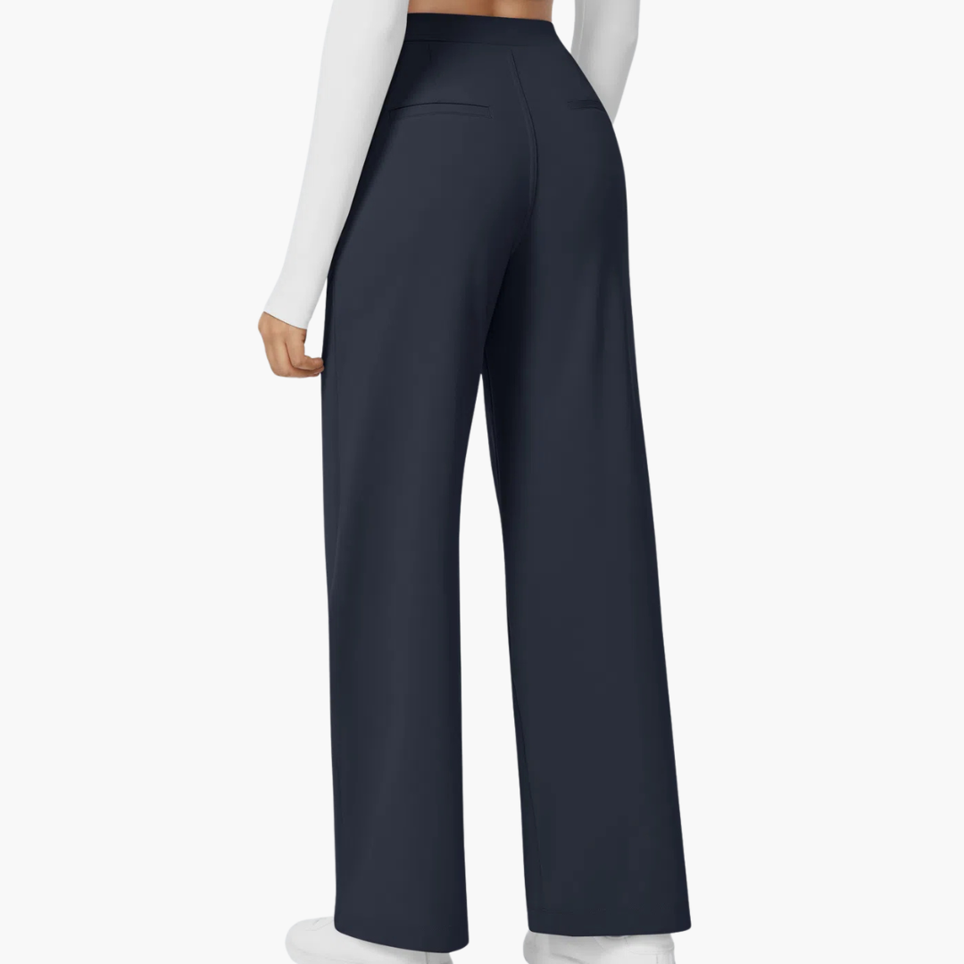 High Waisted Stretch Pocket Straight Leg Work Pants