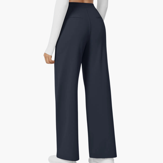 High Waisted Stretch Pocket Straight Leg Work Pants