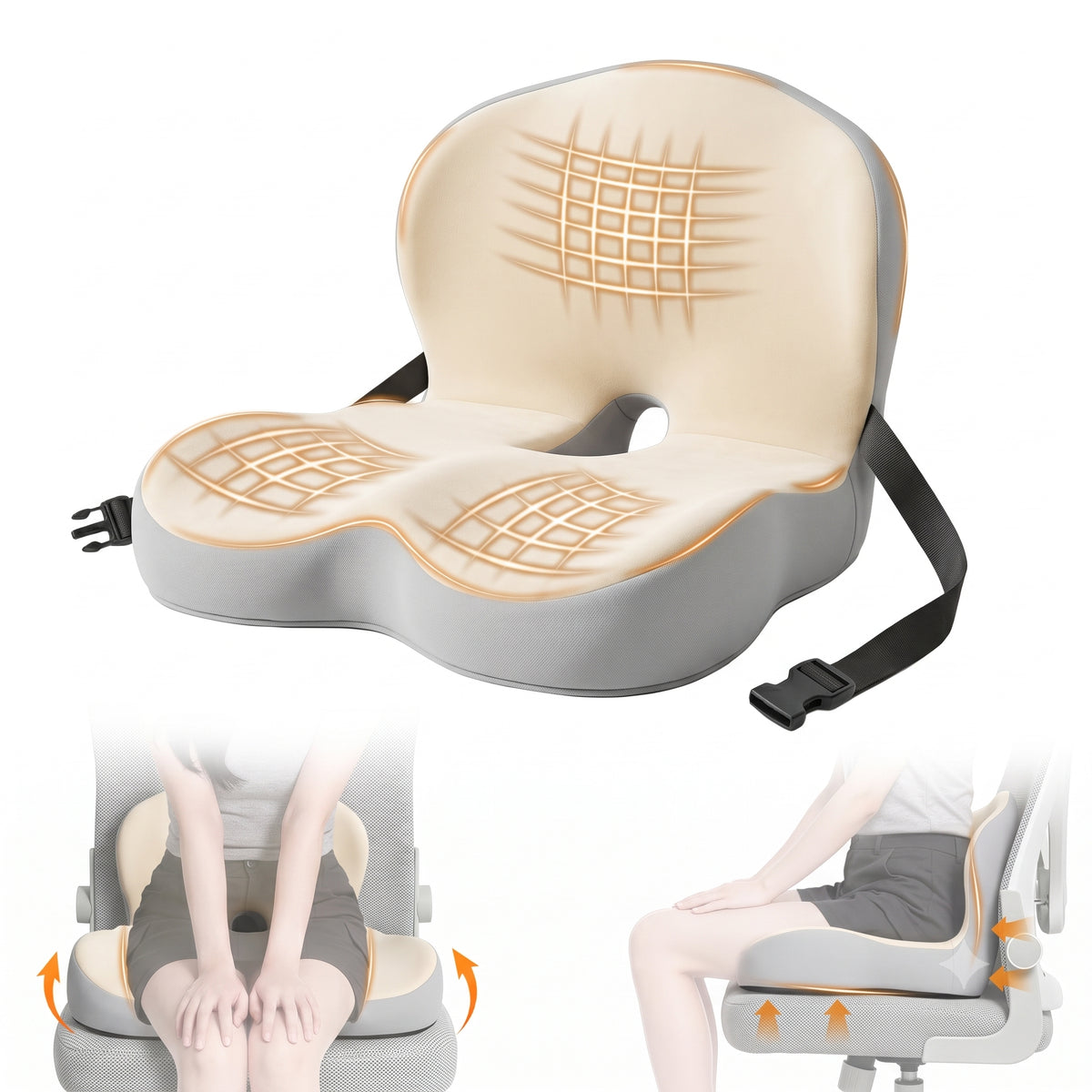 GoodBase™️ Orthopedic Lumbar Seat Cushion for Back & Tailbone Support