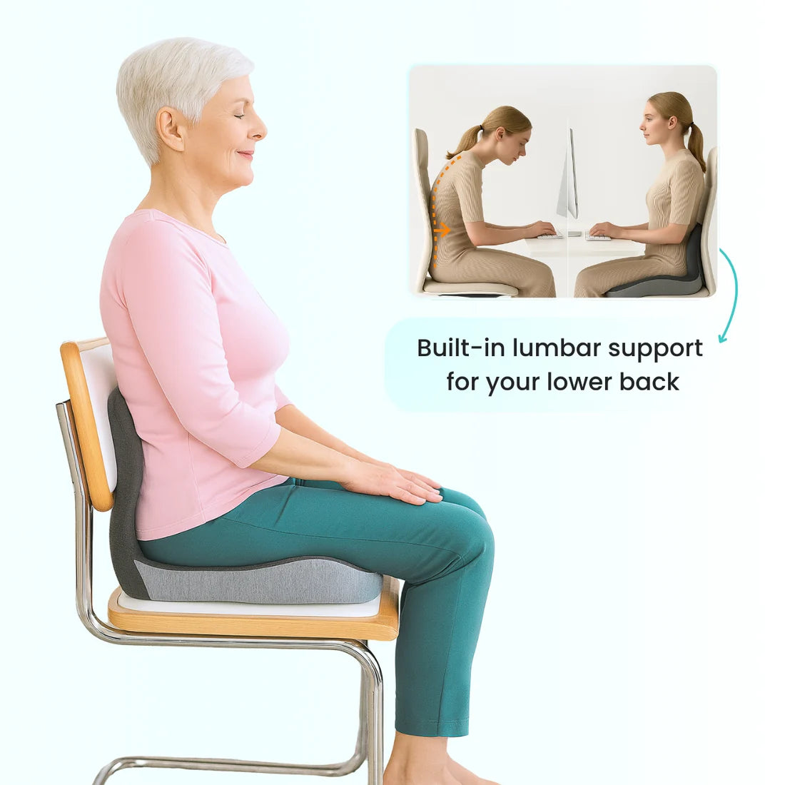 GoodBase™️ Orthopedic Lumbar Seat Cushion for Back & Tailbone Support